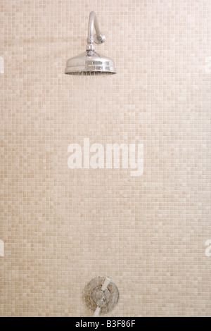 Empty shower with running water Stock Photo