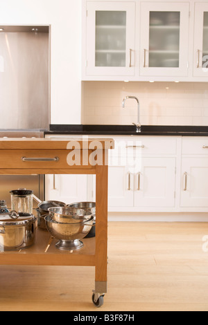 Interior of empty home kitchen with contemporary appliances Stock Photo ...
