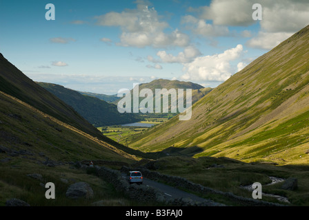Looking down Kirkstone Pass towards Brothers Water and Place Fell, Lake District National Park, Cumbria, England UK Stock Photo