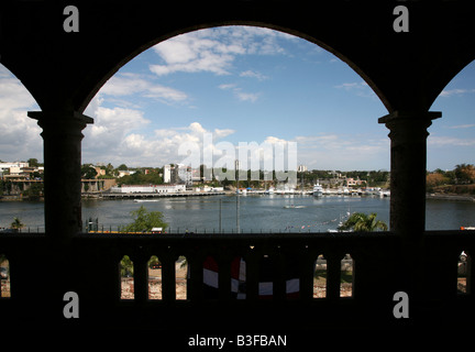 View from Alcazar de Colon to the Ozama River in the Zona Colonial of Santo Domingo, Dominican Republic Stock Photo