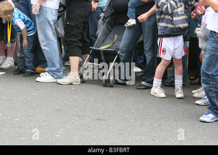 Detail of crowd in street Stock Photo