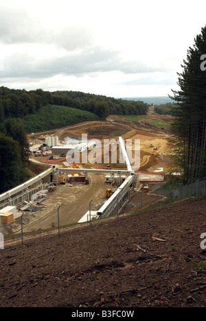 Construction site of road tunnels and road improvement works on the A3 Hindhead Surrey England UK View looking north Stock Photo