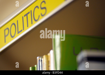 Royalty free photograph of politics political studies section in college library UK Stock Photo