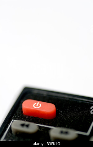 Power on button from tv remote control close up Stock Photo