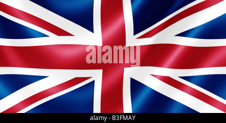 Illustration of the Union flag (Union Jack) blowing in the wind. Stock Photo