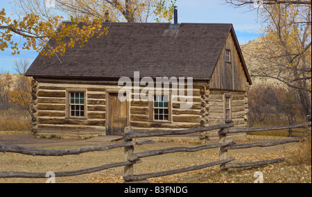 Theodore Roosevelt's Maltese Cross Cabin  in Medora North Dakota Stock Photo