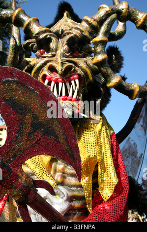 Carnival participant dressed up as Diablo Cojuelo performing during Santo Domingo Carnival, Dominican Republic Stock Photo