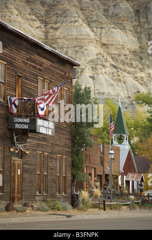 Historic Rough Riders Hotel and Dining Room is a landmark in Medora North Dakota Stock Photo