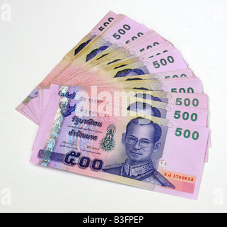 Thailand 500 Five Hundred Baht Banknotes Stock Photo