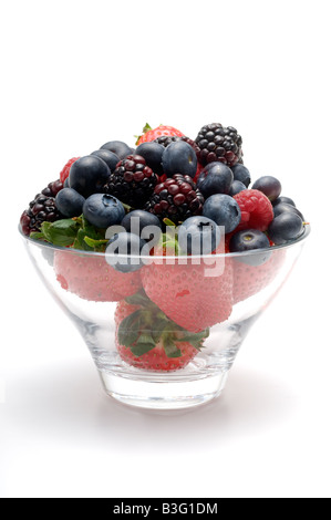 mixed fruit in a glass bowl Stock Photo