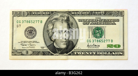 United States of America USA 20 Twenty Dollar Bank Note Stock Photo