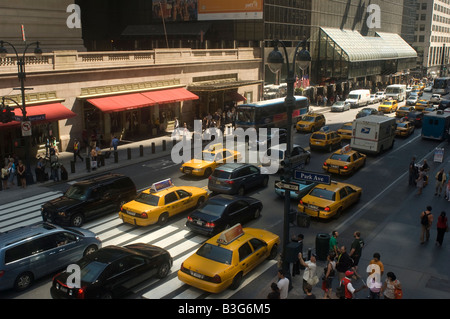 Pedestrians cross East 42nd Street opposite Grand Central Terminal on Saturday August 16 2008 Frances M Roberts Stock Photo