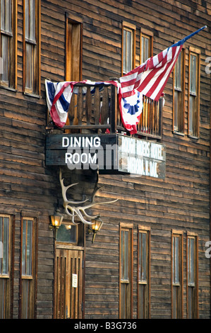 Historic Rough Riders Hotel and Dining Room is a landmark in Medora North Dakota Stock Photo