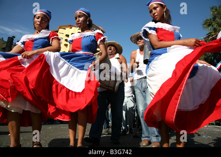 Carnival participants performing during Santo Domingo Carnival, Dominican Republic Stock Photo