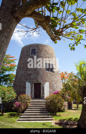 Sugar Mill converted cottage in Nevis in the Caribbean Stock Photo