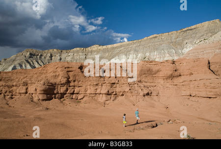 Cannonville Utah Kodachrome Basin State Park John West and his son Joey 9 hike on the Angels Palace Trail Stock Photo