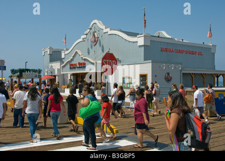 Pacific Park Pier, Santa Monica CA pier family amusement park Bubba Gump restaurant Stock Photo