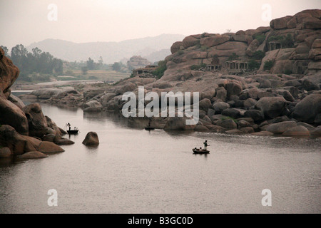 Coracle Ride Hampi Coracle Boats At The Tungabhadra River In Hampi, India, Traditional ...