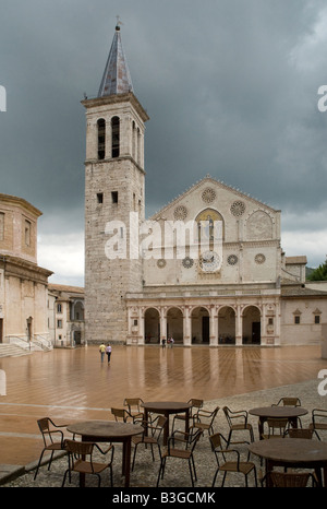 Spoleto Cathedral in the Piazza del Duome is dedicated to Santa Maria Assunta. Stock Photo