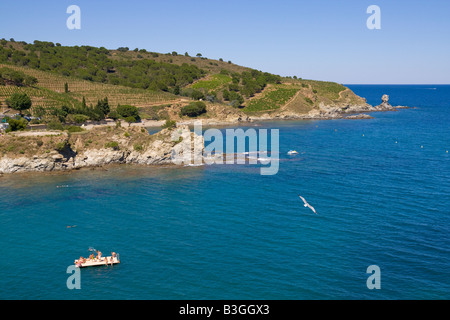 A platform for swimmers in the bay of Banyuls sur Mer in Southern France Stock Photo