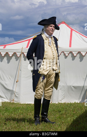 George Washington impersonator Dean Malissa at Revolutionary War reenactment Mohawk Valley New York State Stock Photo