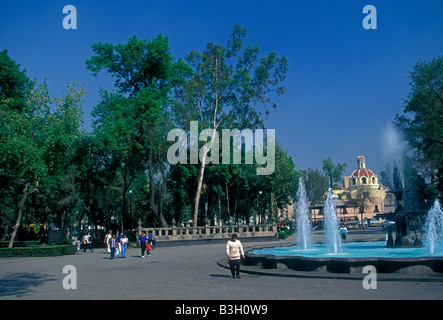 water fountain, water fountains, Mexican people walking in Central Alameda Park a public park in Mexico City, Federal District, Mexico Stock Photo