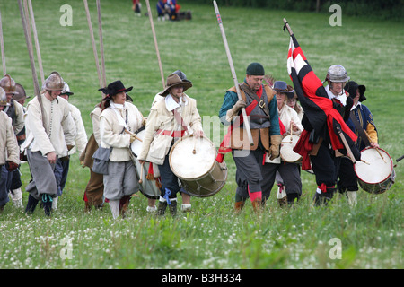 Pikemen at the re enactment of the battle of Faringdon in the English Civil war. Stock Photo