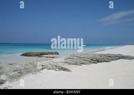 Waves along the Great Abaco Barrier Reef, Atlantic ocean, Great Guana Cay, Abacos, Bahamas. Stock Photo