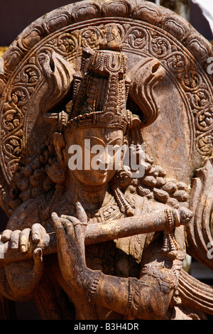 Lord Krishna- a hindu god's sculpture Stock Photo