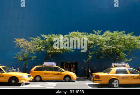 Sidewalk trees against a construction shed in New York Richard B Levine Stock Photo