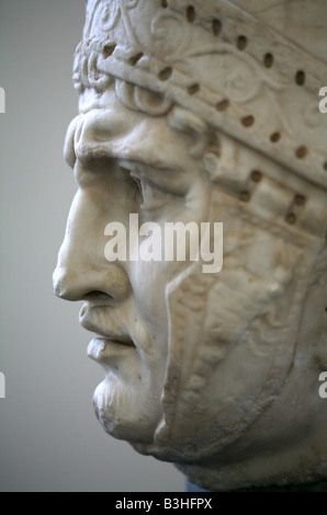Marble bust of the Roman Warrior in the Pergamon Museum in Berlin, Germany Stock Photo