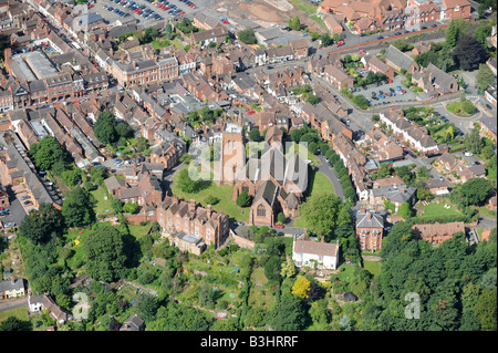 An aerial view of Bridgnorth in Shropshire England featuring St Leonards Church Stock Photo