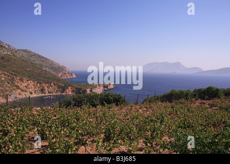 GREECE SPORADES KYRA PANAGIA VIEW FROM THE GREEK ORTHODOX MONASTERY WITH GIOURA IN BACKGROUND Stock Photo