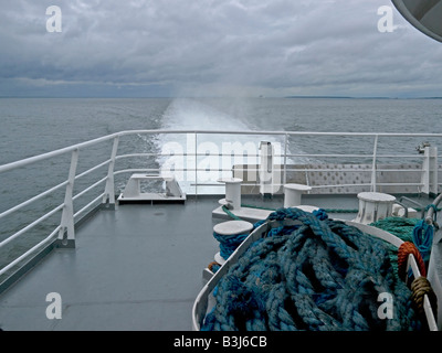 the ferry superseacat SuperSeaCat Super Sea Cat shipping speedy from Helsinki to Tallin view from the after aft deck Baltic Sea Stock Photo