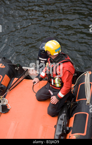 Merseyside Fire and Rescue Service boat at the Tall Ships race in Liverpool July 2008 in the Albert Dock Stock Photo