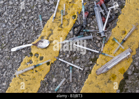 Discarded needles Stock Photo