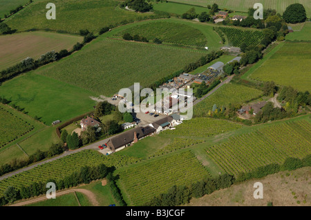 An aerial view of Halfpenny Green Vineyard in Staffordshire England ...