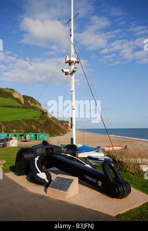 The anchor of the beached cargo ship MSC Napoli by the beach at Branscombe, Devon, England, UK Stock Photo