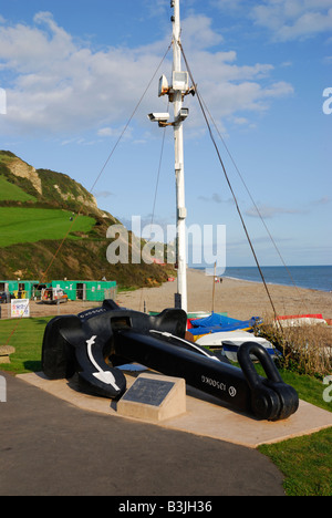 The anchor of the beached cargo ship MSC Napoli by the beach at Branscombe, Devon, England, UK Stock Photo