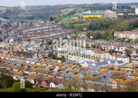 Panoramic view over the rooftops of Dover Kent Stock Photo