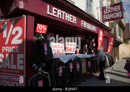 Leather jackets hanging on a rail Stock Photo