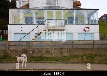 Conservatory at the front of a beach front property Stock Photo