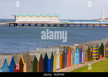 Beach huts near Herne Bay in Kent Stock Photo