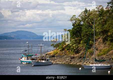 view from Butchart gardens of Brentwood Bay, Vancouver Island, British Columbia, Canada Stock Photo