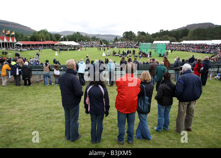 Crowds watching the famous Braemar Gathering and Games in Aberdeenshire, Scotland, UK Stock Photo