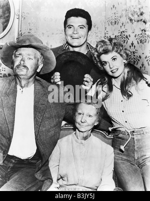 THE BEVERLY HILLBILLIES US TV series 1962 to 1971 with clockwise from top Max Baer Jnr, Donna Douglas, Irene Ryan, Buddy Ebsen Stock Photo
