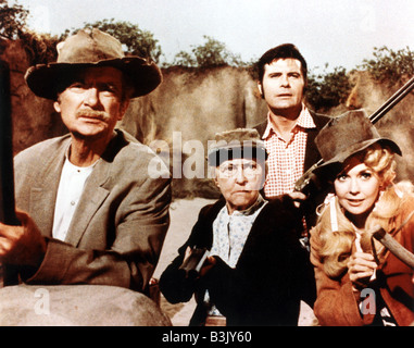 THE BEVERLY HILLBILLIES  US TV series 1962 to 1971 with from left Buddy Ebsen,Irene Ryan, Max Baer Jnr and Donna Douglas Stock Photo