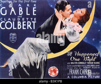IT HAPPENED ONE NIGHT  Poster for 1934 Columbia film with Clark Gable and Claudette Colbert Stock Photo