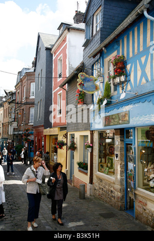 July 2008 - street scene in Honfleur Normandy France Stock Photo