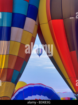 Close up of hot air balloons with one framed Art and Air Festival Albany Oregon Stock Photo